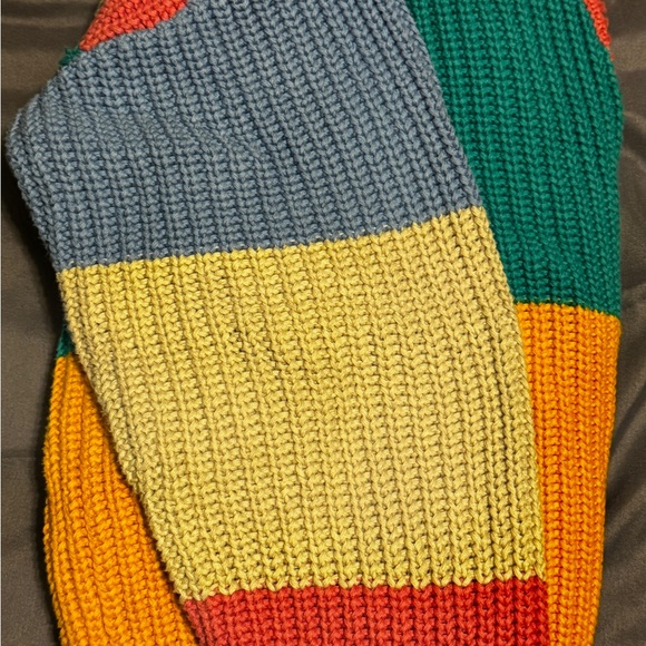 Colorful Color-block Off the Shoulder Rainbow Sweater - Picture 3 of 3